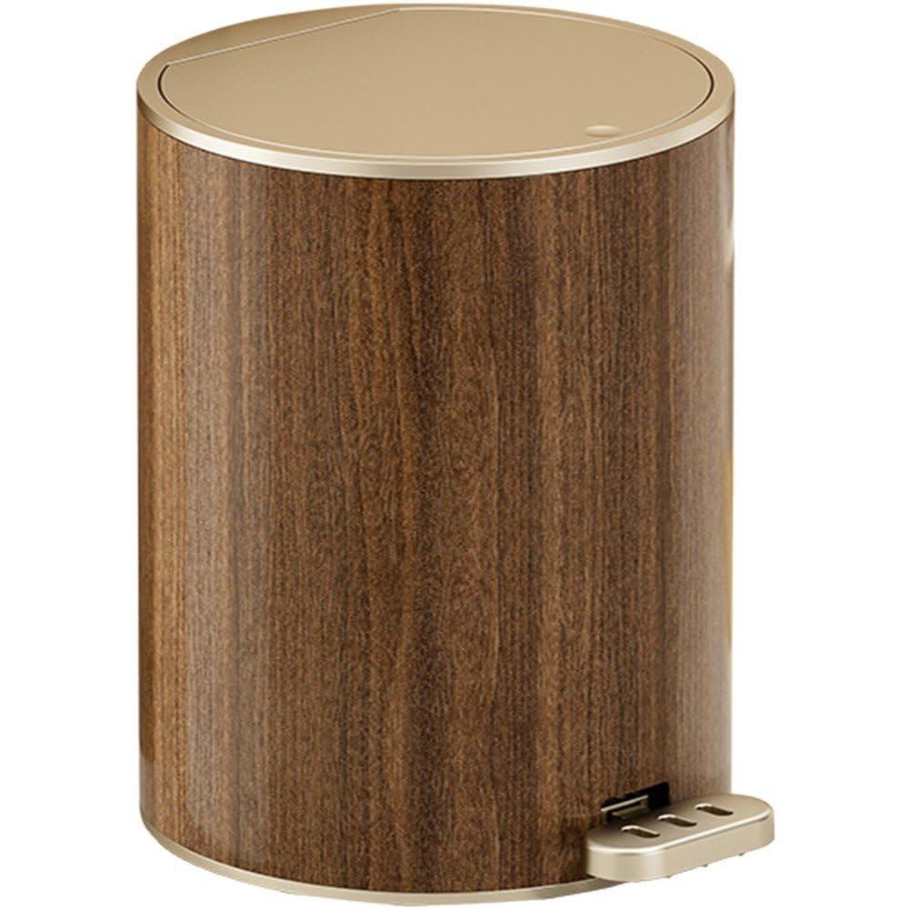 Papelera De Desecho Cesta De Papel De Madera Moderna, Bote De Basura Retro Caja De Redonda Bote De Basura Pequeño Contenedor De Basura con Tapa