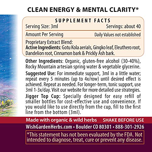 Wishgarden Herbs Genius Juice - Liquid Herbal Nootropic Brain Booster Supplement For Focus, Memory, Clarity, Concentration & Energy With Ginkgo Biloba & Gotu Kola, Cognitive Support, No Caffeine, 4Oz #TOP1