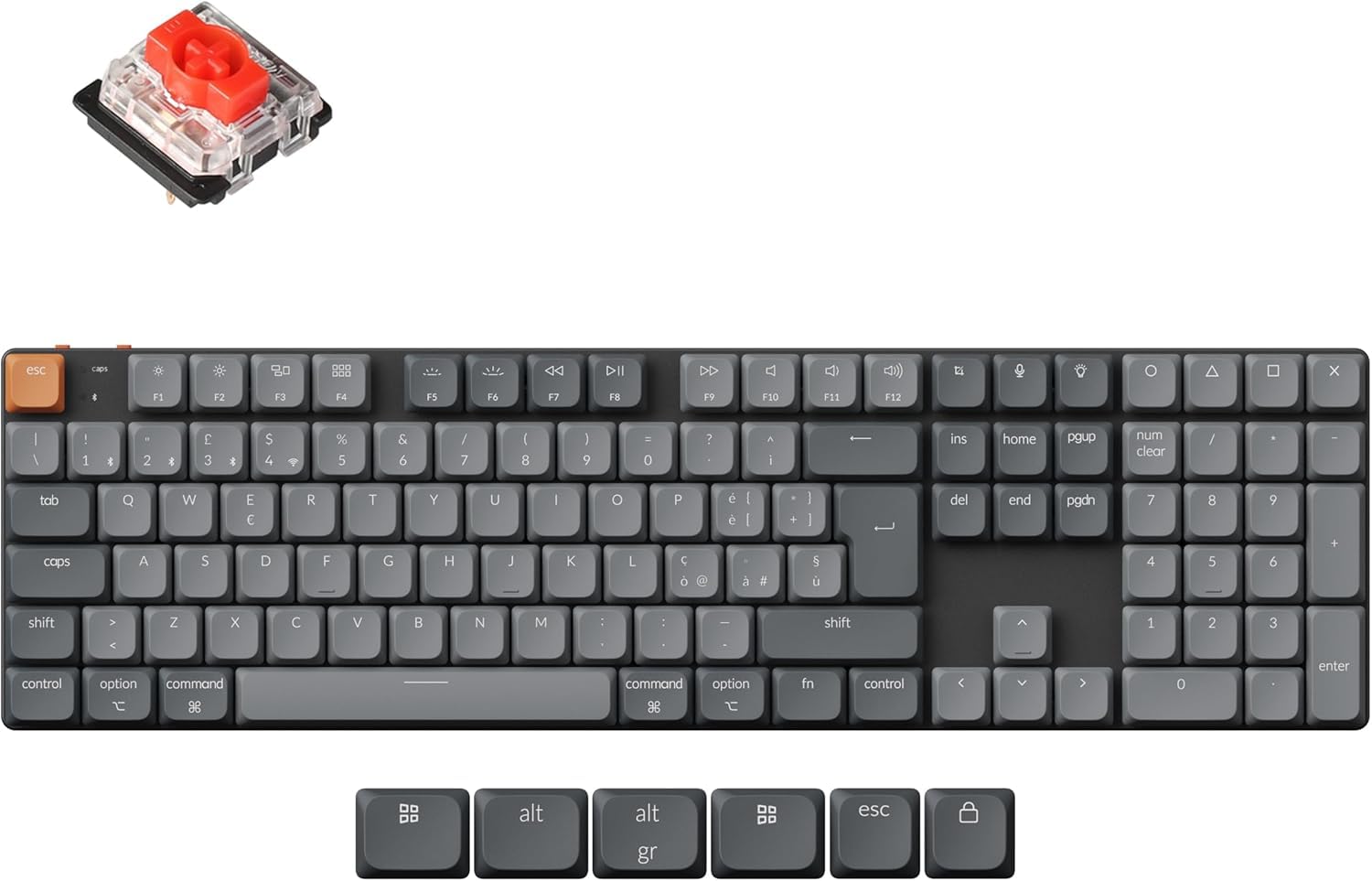 Keychron K5 Max Tastiera Meccanica Wireless – Layout Italiano QWERTY, Tripla Connessione (Bluetooth/2.4GHz/USB-C), Hot-Swappable, Compatibile con Mac/Windows/Linux - Switch Low-Profile Gateron Red PBT