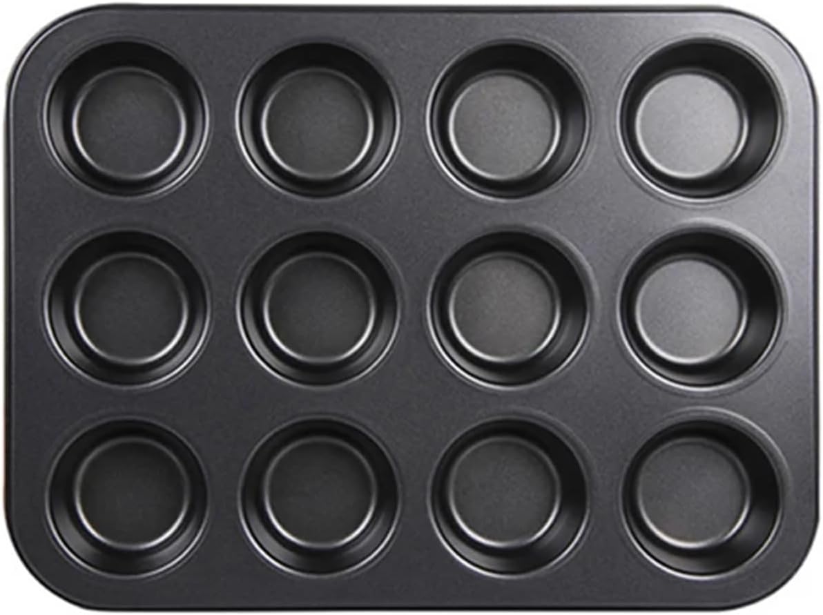 6/12 cup square non-stick carbon steel baking pan,suitable for kitchen ovens,microwaves. Ideal for bread baking,muffins,cakes(12 Cups)