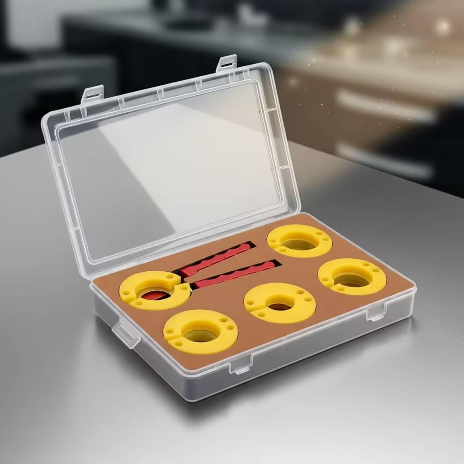 Kit de reparación de Bisel de Caja de Reloj con Anillos de Apertura y Estuche de Almacenamiento con bisagra para Servicio, Mantenimiento e inspección.