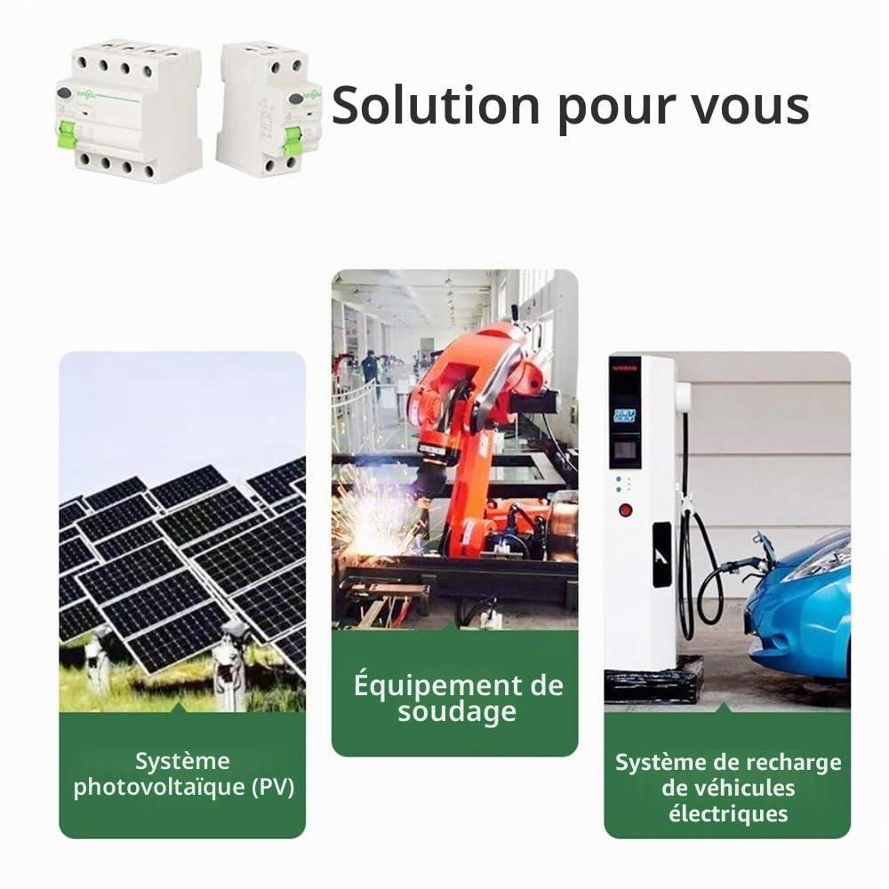 Disjoncteur,Interrupteur Différentiel Disjoncteur de courant résiduel de pile de charge de véhicule électrique RCCB RCD DC 2P 63A 30mA Type B 10KA fuite à la terre sur Rail Din (Size : 2 Pole 300mA,