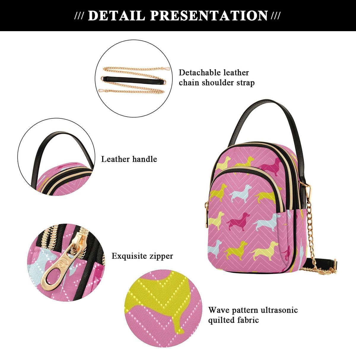 ALAZA Dachshund Dog Crossbody Bag Small Shoulder Handbags Leather Purse for Women