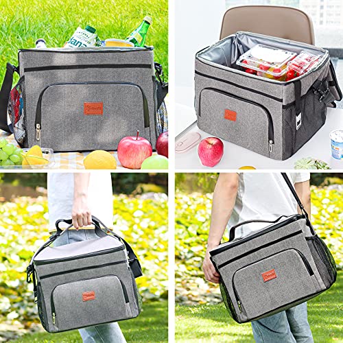 Astroai Large Lunch Box For Men Women, 40 Can/24L Cooler Bags Insulated Tote Keep Cool And Warm For For Office Picnic Beach Shopping (Grey) #TOP6