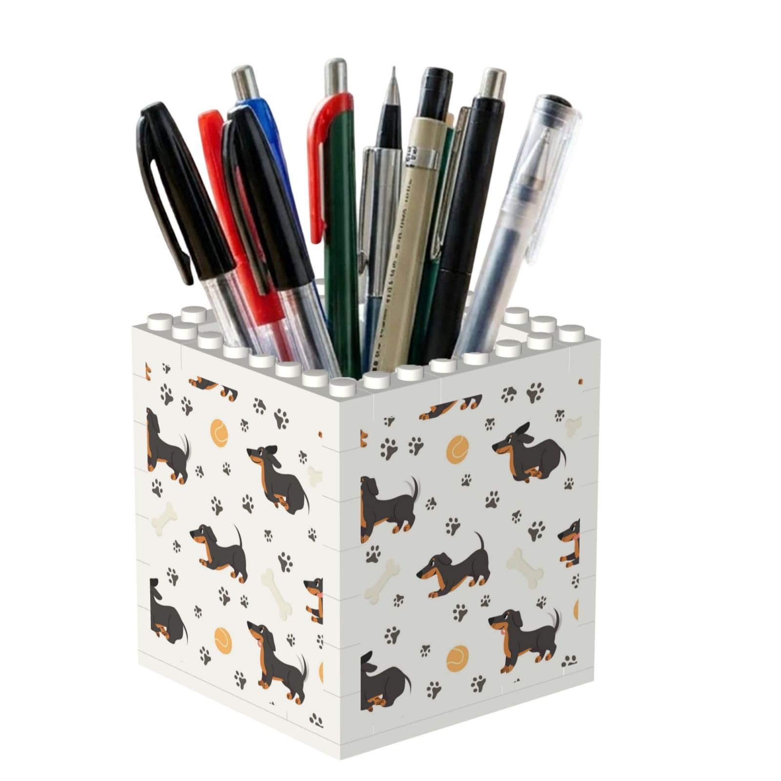 Poadnly Dachshund Ball Paw Print, Pen Pot Pencil Holder for Office Home School, Compact Desk Organiser for Office Stationery