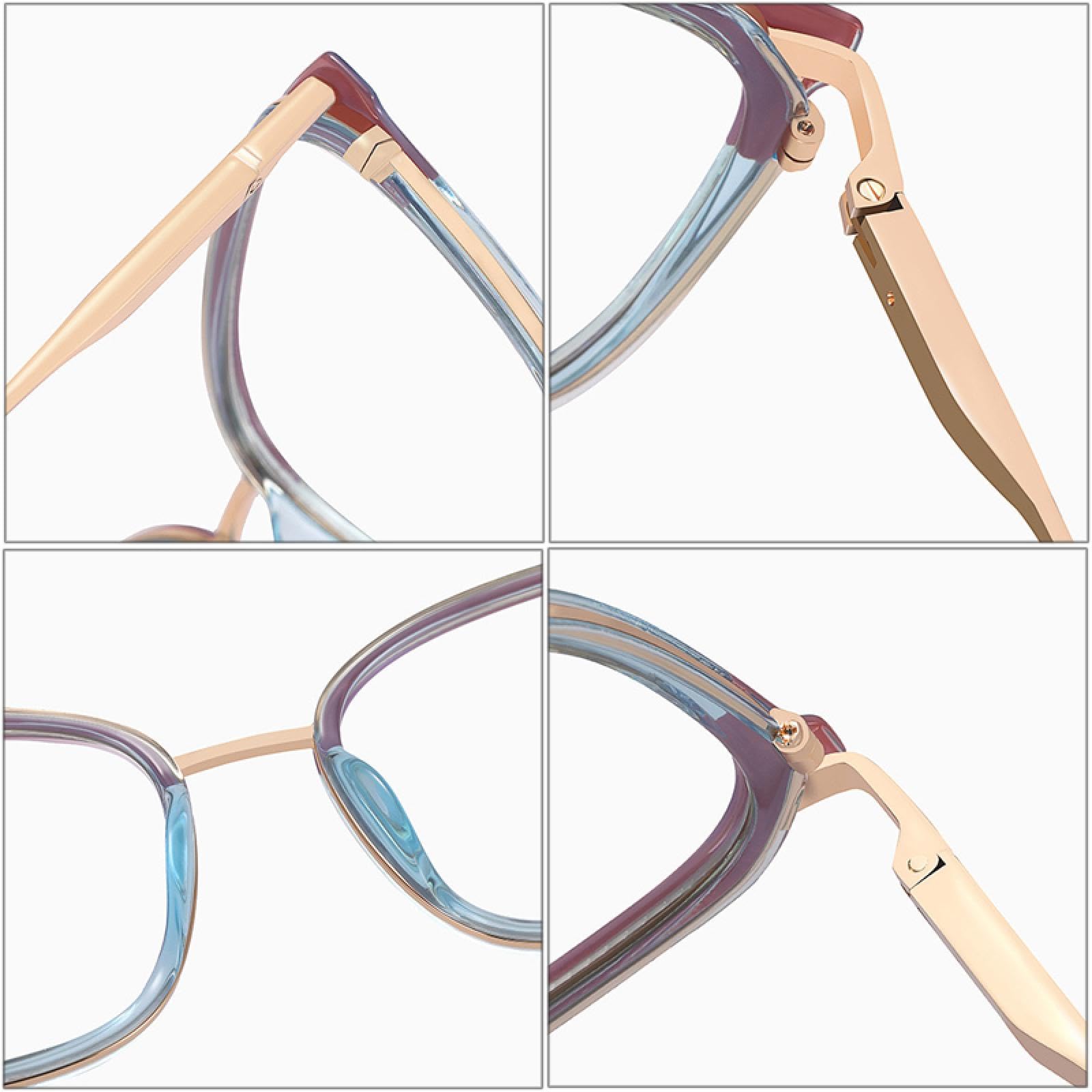 Montature per occhiali da donna in metallo alla moda, stile retrò, bicolore, da uomo, trasparenti, anti-blu
