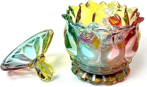 Vista 36 de Colorful Crystal Glass Candy Snack Barrel Storage Jar Embossed Luxury Cookie Buffet Canister With Lids Jewelry Box Jar Biscuit Containers