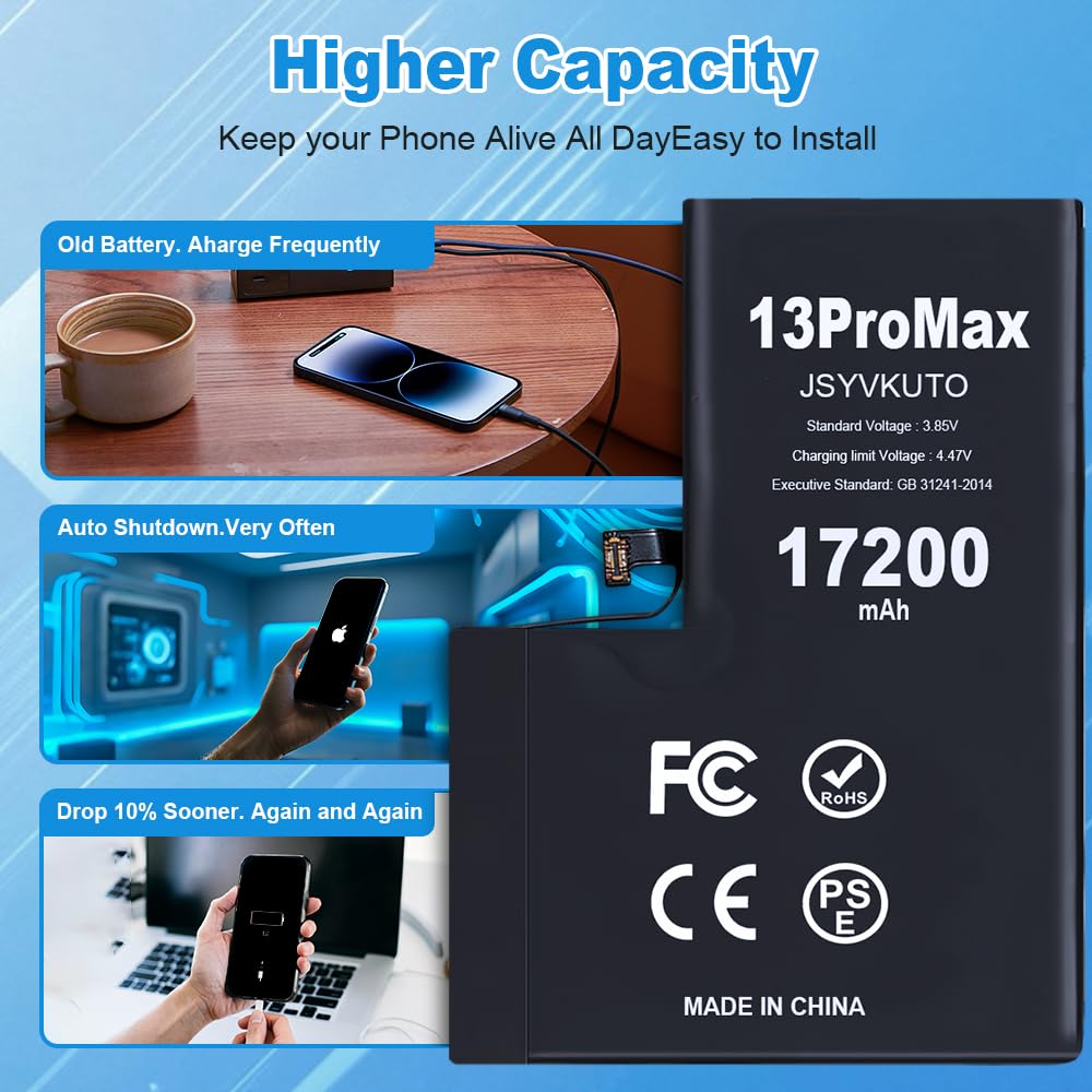 Amazon.com: JSYVKUTO 17200mAh Battery for iPhone 13 Pro Max
