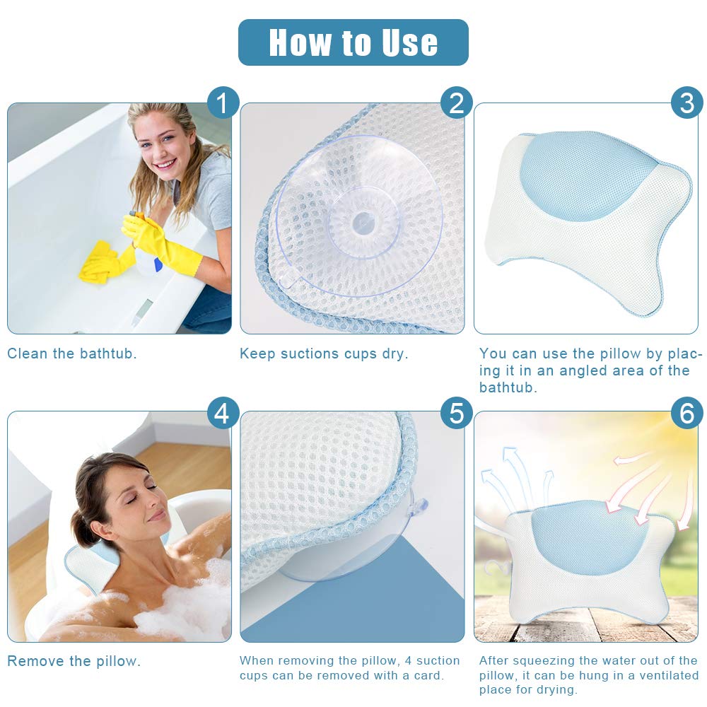 Badewannenkissen Mit Saugnapf - Ergonomische Nackenstütze Fürs Baden