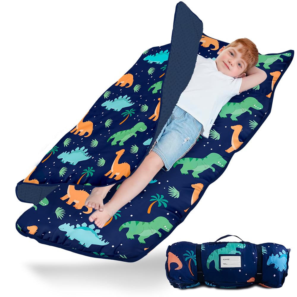 Nap Mat, 21" x 53" Nap Mat with Pillow and Blanket, Thickening Sleeping Bag for Kids, Toddler Nap Rolls for Preschool & Daycare & Travel & Camping