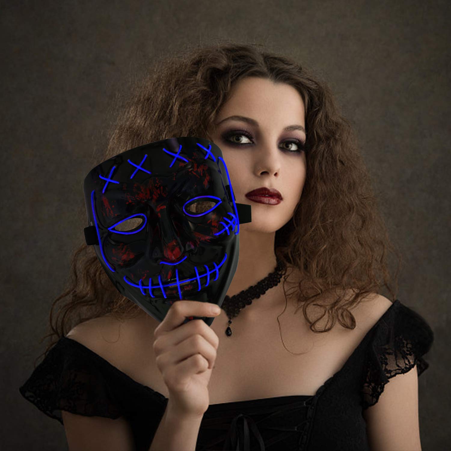 Halloween Scary Purge Costume Mask Light Up LED Cosplay Creepy Masks