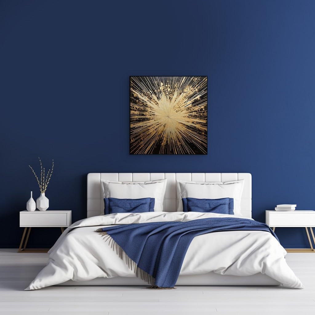 Canvas for Living room. Exploding Elegance: A Universe of Power in Gold and Black, 27 x 18 inch Canvas Wall Art - Ready to Hang - 69x46 cm (27x18 inch)