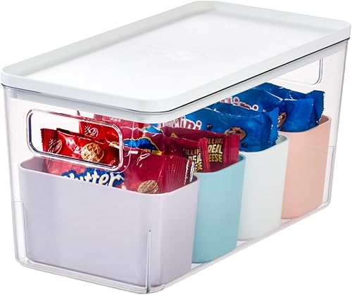 Rosanna Pansino x iDesign - Contenedores de almacenamiento de plástico reciclado para cocina, incluye 1 contenedor grande con tapa y 4 cubos