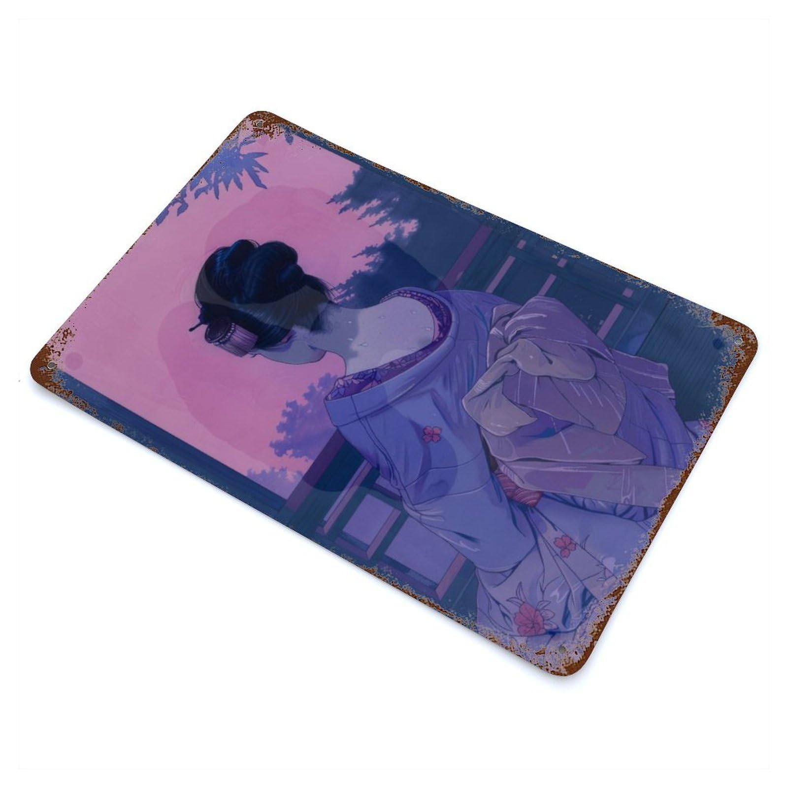Geisha Japan Painting Decorative Tin Sign 11.8"x7.9", for Cafe, Home Bar And Lounge Decor, Decorative Metal Wall Art