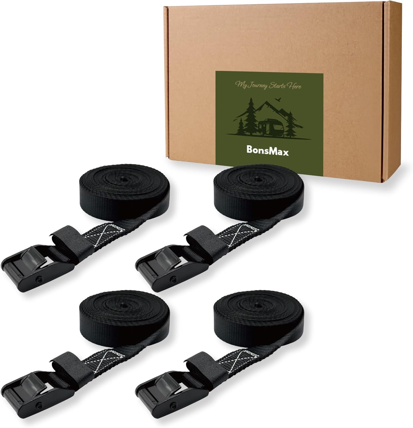Tie Down Lashing Strap, Cam Buckle Ratchet Strap, Secure Kayak, Bike, SUP and Cargo on Rack, Trailer, Truck Bed