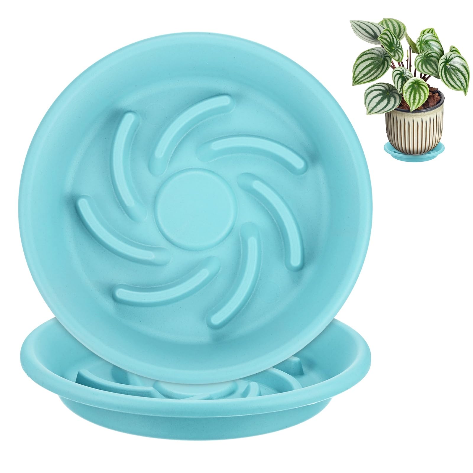 M METERXITY 2-Pack Plant Saucers 5.5 inch ID Resin for Indoor/Outdoor โ image 1