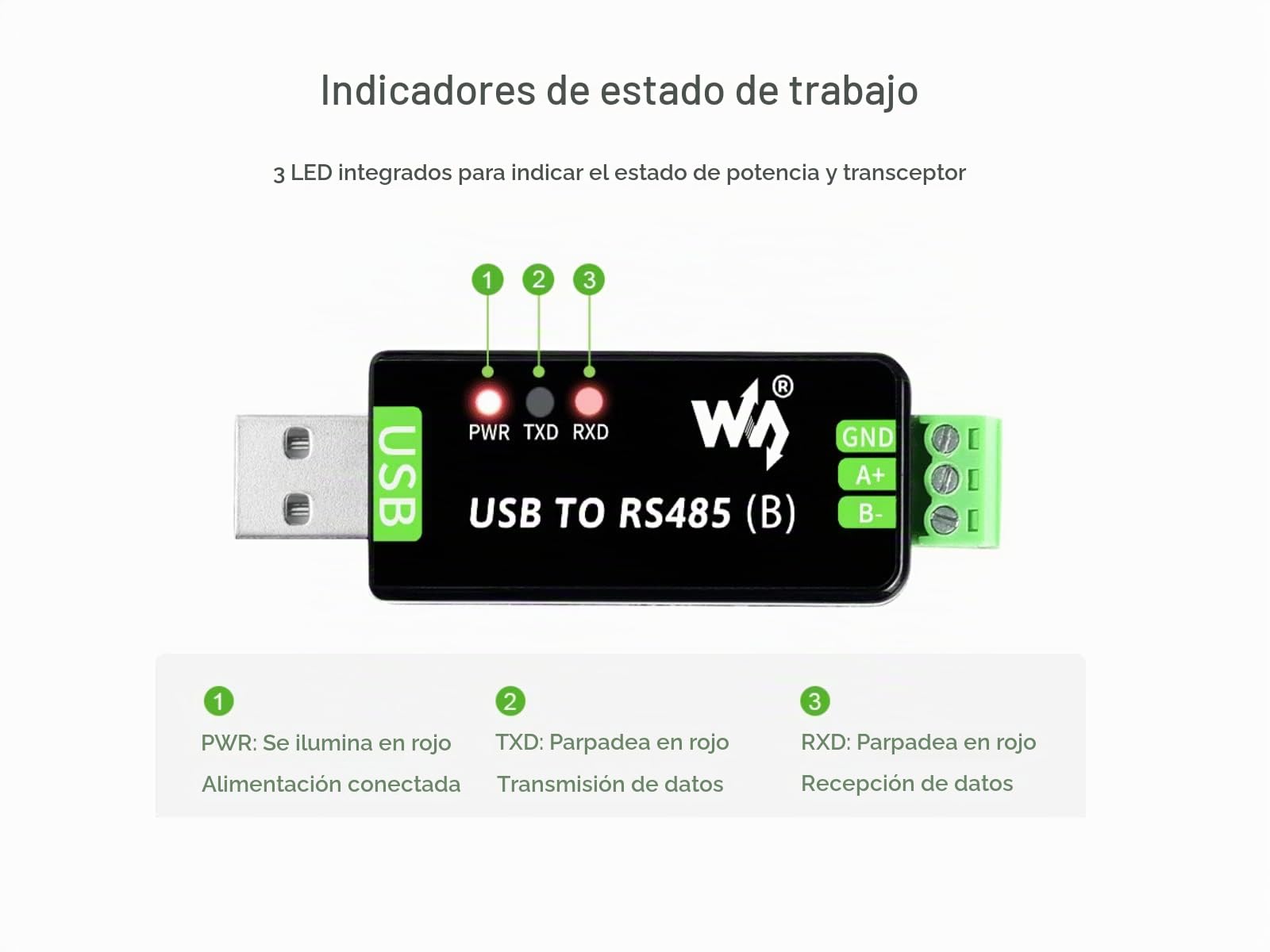 Waveshare USB Naar RS485 Converter – Bidirectioneel, CH343G Chip, Overspanningsbeveiliging, Geschikt Voor Industriële Automatisering