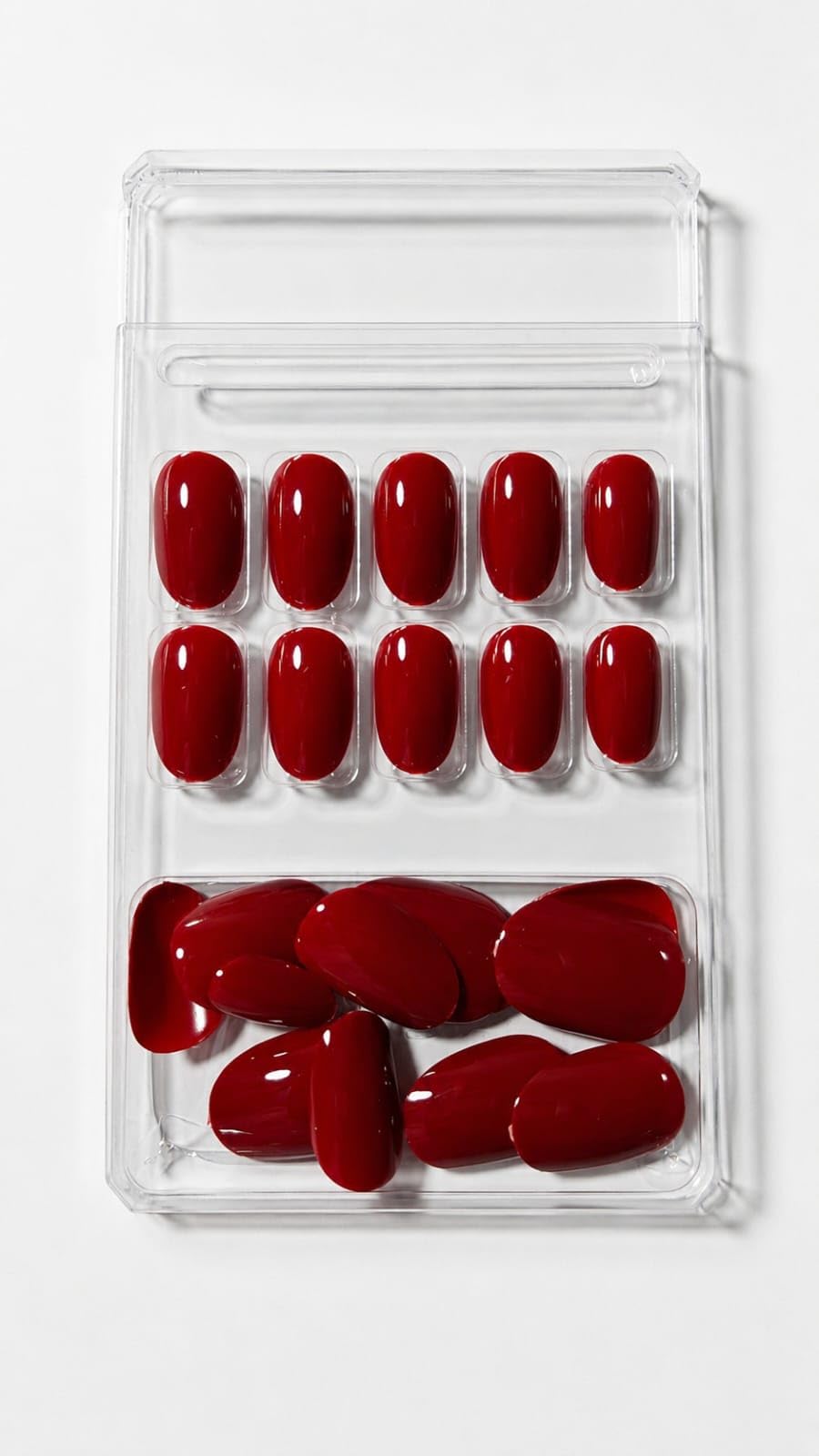 24 Pcs Soft Gel Nails | Medium Round Artificial Nails Extensions 5 Colors With Glue Stickers | Acrylic Nails Press ons for Women Girls (Classic Cherry Red)-image-42