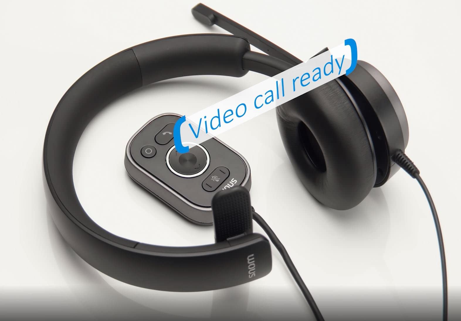 Snom A330D zestaw słuchawkowy nauszny, pasywna redukcja szumów, zestaw słuchawkowy VoIP, kabel USB / RJ9 / 3.5 jack ze sterowaniem rozmowy, miękka sztuczna skóra, czarny; 0004598