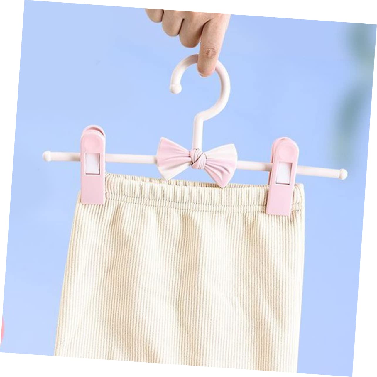 ABOOFAN 5Pcs Adjustable Clips Pants Hangers Space Saving Plastic Clothes Hangers for Jeans Trousers Skirts and Design for Home and Closet Organization