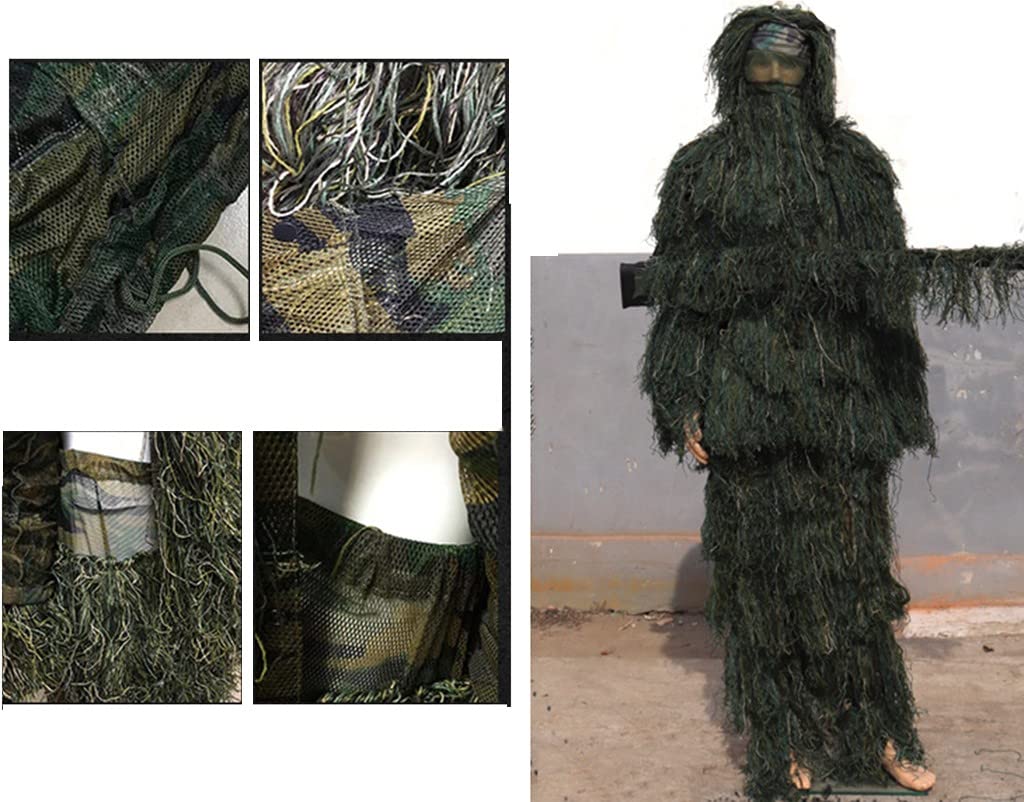 Wald Ghillie Suit, Ghillie Tarnanzug, Woodland Camouflage Suit für Jagd Verdeckt für Militär, Paintball, Airsoft, Wildlife-Fotografie