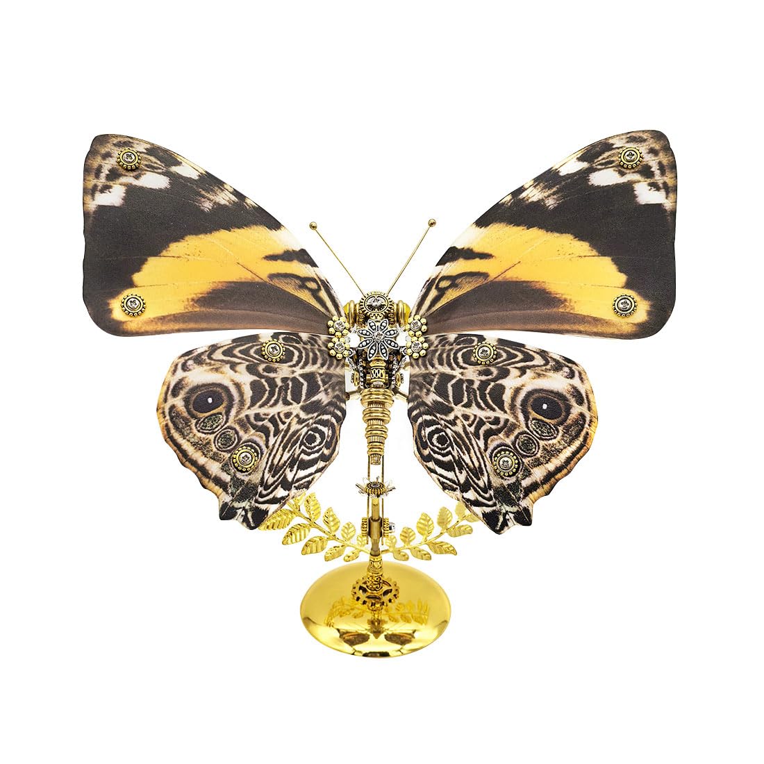 Generic Rompecabezas de metal 3D para adultos, kit de montaje de mariposa de ojo de pavo real steampunk con soporte, rompecabezas mecánico 3D, adorno de insectos, perfecto 2024 (más de 100 piezas)