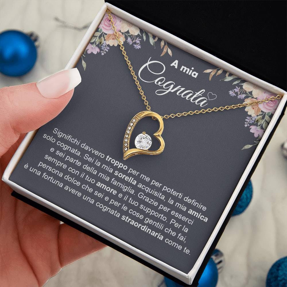 Bramart Collana Donna A Mia Cognata Ti voglio un Mondo di Bene Finitura Argento, Oro Idee Regali per lei Compleanno, Natale - Cofanetto con DEDICA incluso