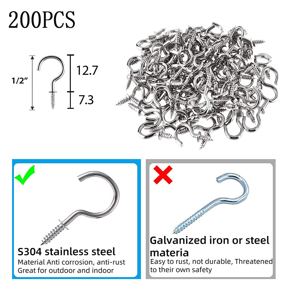 120 Ganci A Vite In Acciaio Inox - Ganci Da Soffitto E Parete Per Appendere Piante, Luci, Decorazioni - 1/2'' - Foto 4