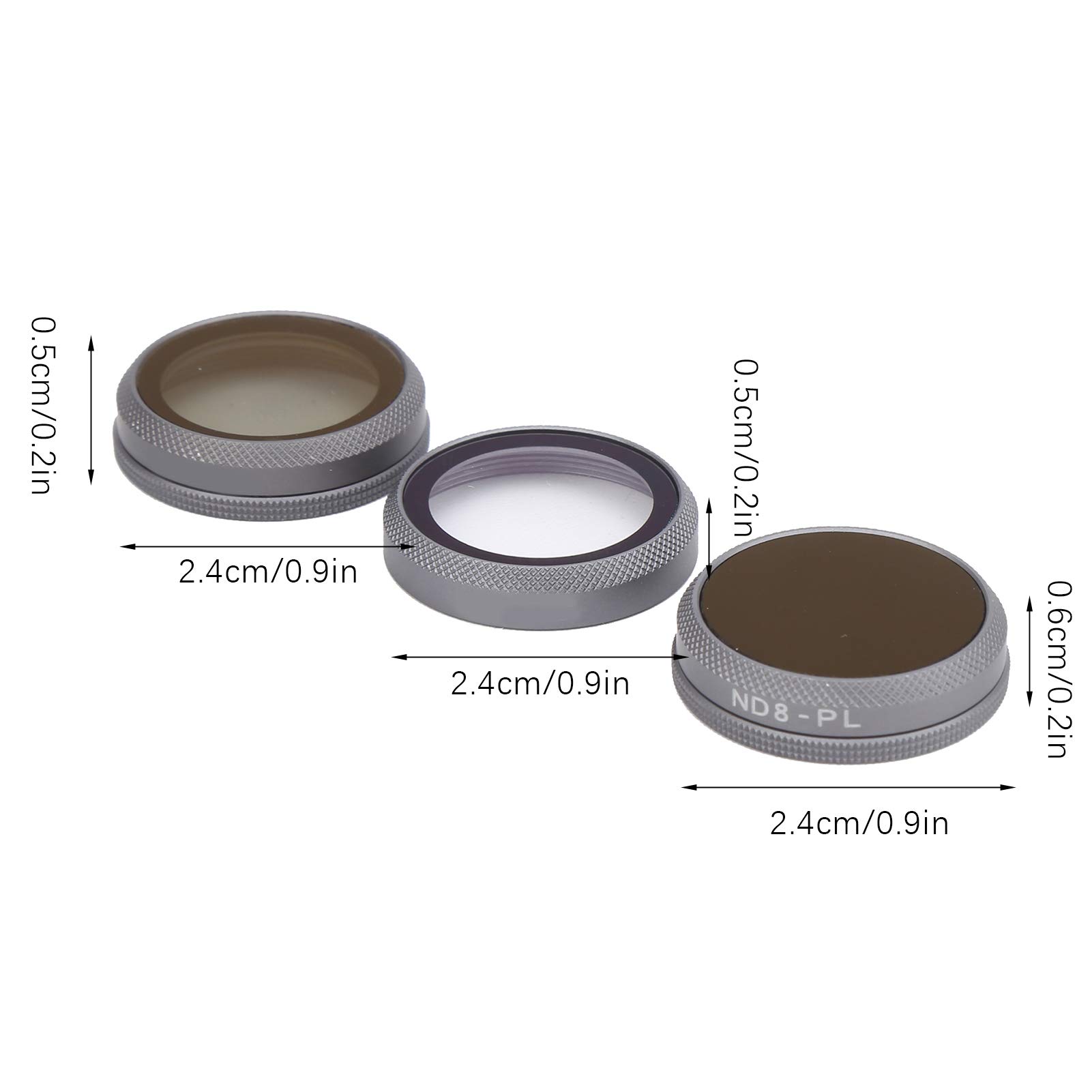 Juego de filtros para lentes de cámara Material de alta definición Aleación de aluminio 2 Drone UV ajustable CPL ND8-PL