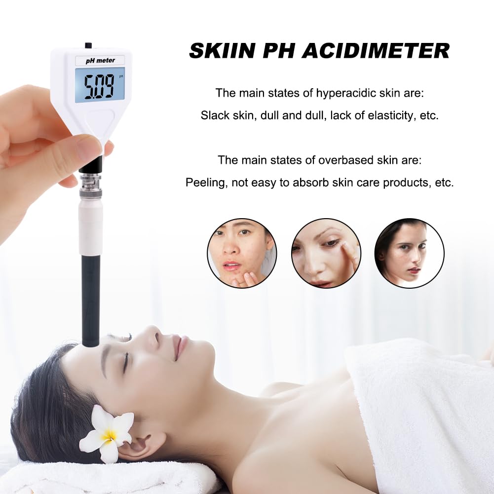 Testeur D'acidomètre de Peau, Ph-mètre Numérique LCD, Testeur de Peau Portable, Testeur d'acidité de Viande de Fruits