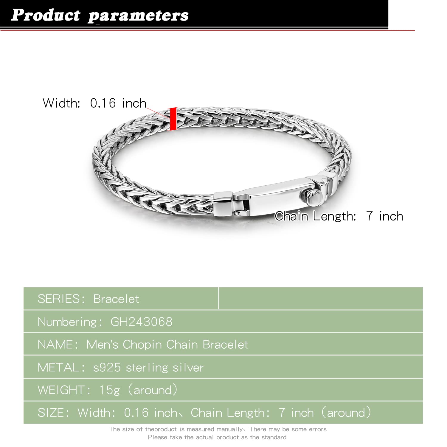 Dankadi Bracciale cubano Chopin sottile larghezza 4 mm in argento Sterling 925, catena a maglia fine stile rock, punk, hip pop serpente, regalo di gioielli festa di compleanno per uomo e donna
