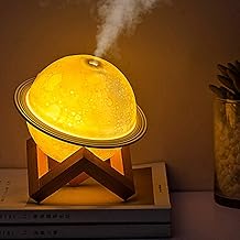 JM SELLER Plastic 2 In 1 Moon Lamp Cool Mist Humidifiers Essential Oil Diffuser Aroma Air Humidifier With Led Night Light Colorful Change For Car,Office,Babies,Yellow,White