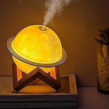 JM SELLER Plastic 2 In 1 Moon Lamp Cool Mist Humidifiers Essential Oil Diffuser Aroma Air Humidifier With Led Night Light Colorful Change For Car,Office,Babies,Yellow,White