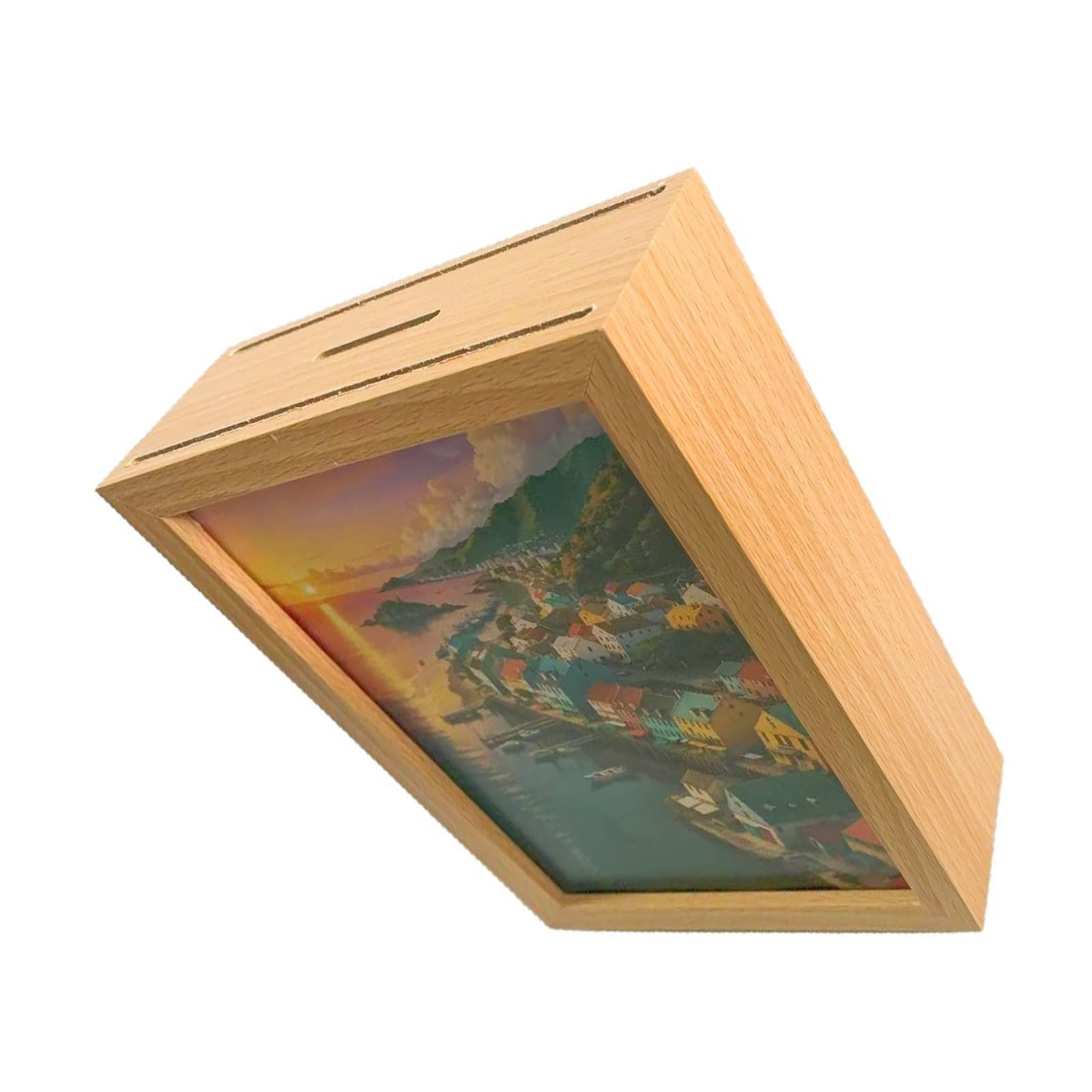 Multifunctional Wooden Photo Frame Piggy Banks Money Saving Box Coin Holder Picture Display Frame for Kids and Adults Kids Saving Encouragement