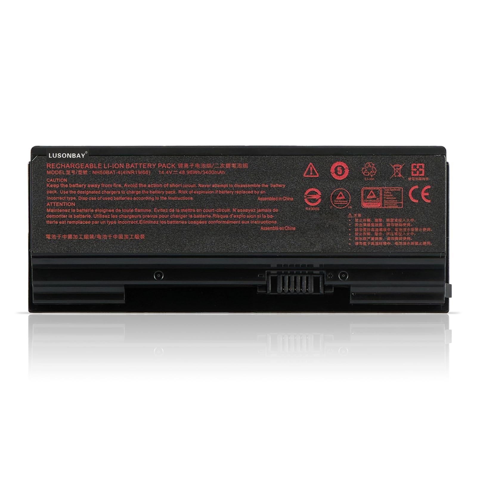LUSONBAY NH50BAT-4 Battery Replacement For Clevo NH70RAQ NH55EDQ NH50RA NH55RCQ NH58RDQ NH70RHQ NH58RCQ For machenike T58 Sager NP6875 NP7852 Hasee G7-CT7NA G8-CT7NA Z7-CT5NA Z8-CT7NA 4ICR19/66
