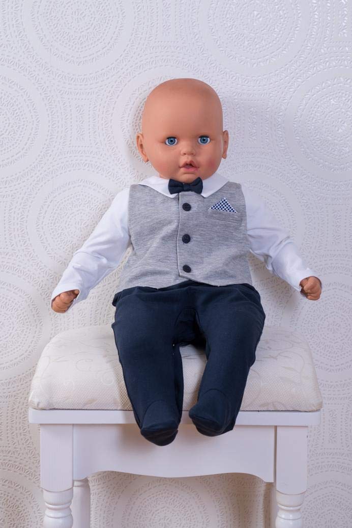 Baby Junge Strampler mit Weste Anzug Baby Overall Einteiler Taufstrampler Taufanzug