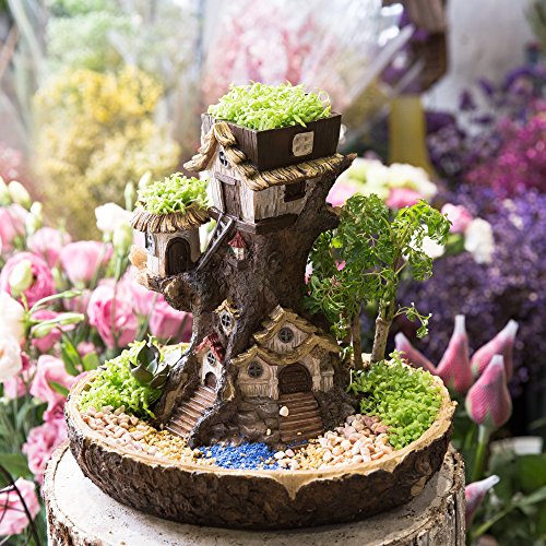 Ncyp Fairy Garden Stump Resin Planter For Succulent Cactus (11.4X9.4X10.5 Inches) Multilayer Decorative Flower Pot, Indoor Gardening Miniature Tree Shape Sculpture (No Plants) #TOP1