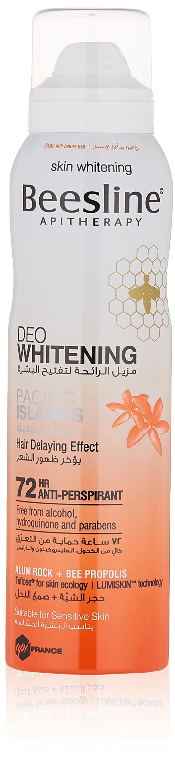 Beesline Whitening Pacific Islands Deodorant, 72 Hours Anti-Perspirant Free From Alcohol, Hydroquinone and Parabens, Alum Rock, Bee Propolis Teflose for Skin Ecology, 150ml