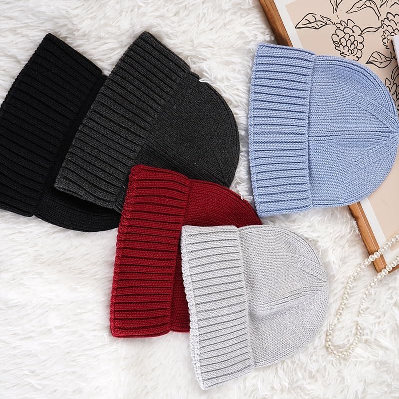 Warm Versatile Striped Pullover Hat Without Brim for Women