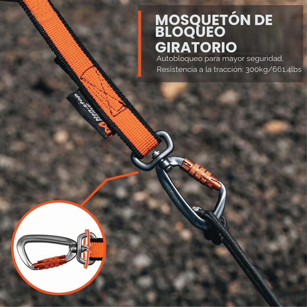 Nonstop Dogwear - Correa elástica 2.8, Negro/Naranja, 2.8 m