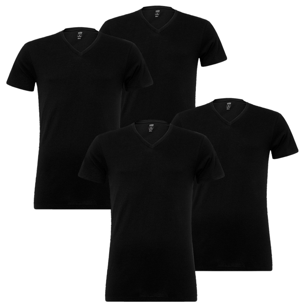 Levi's Pack de 4 camisetas Levis con cuello en V para hombre, cuello de pico