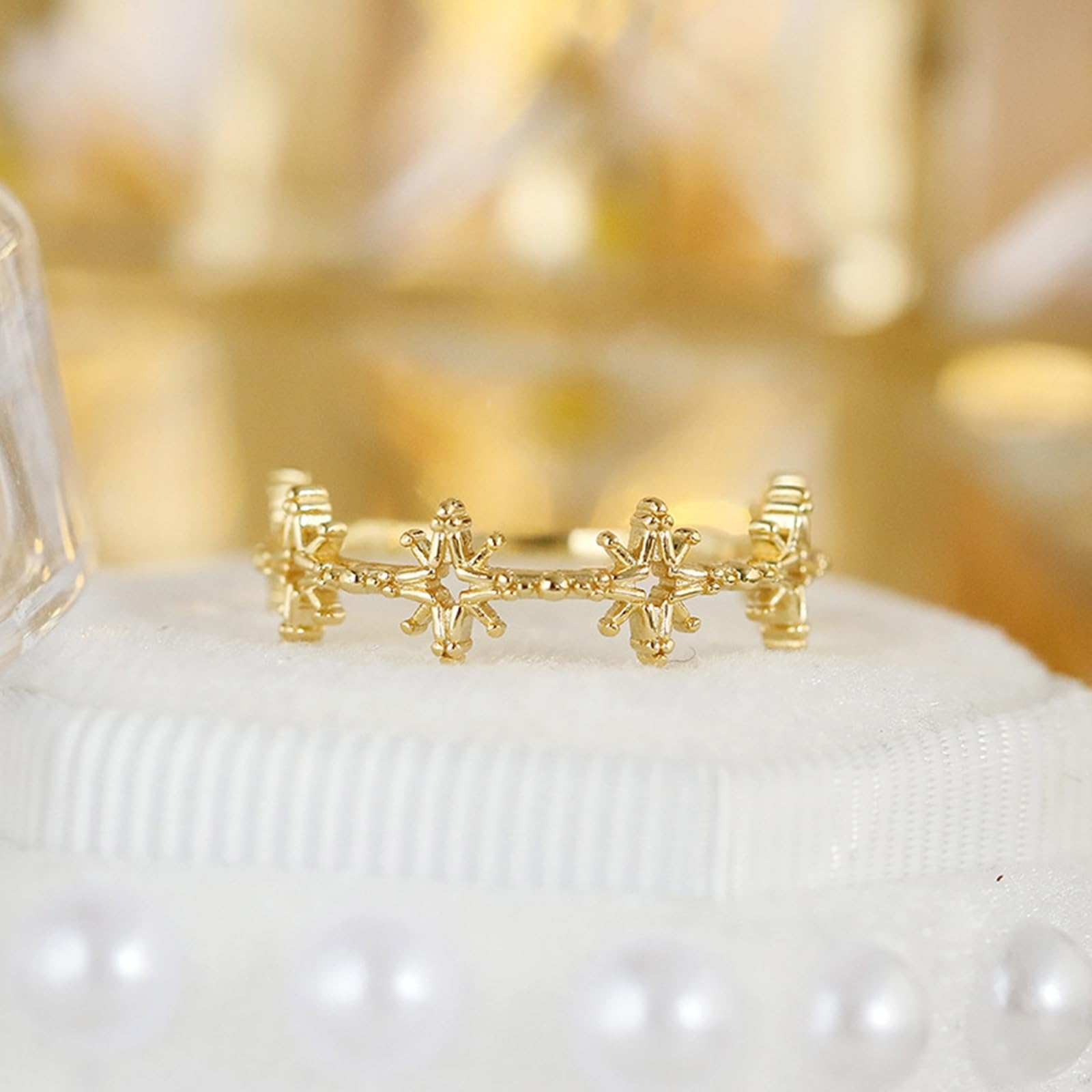 Anillo de boda Au 375/585/750 oro amarillo, estrella hueca