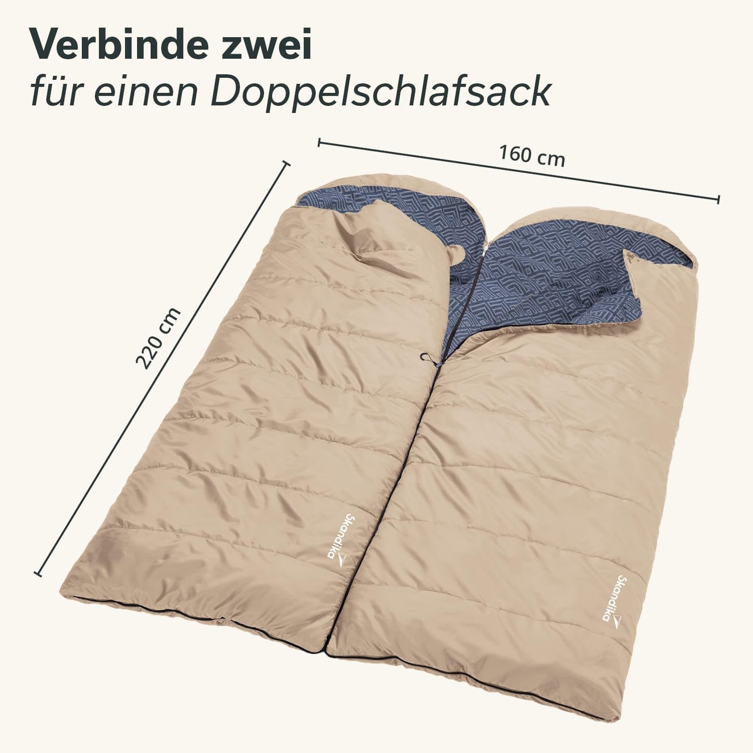 Skandika Dundee Flannel śpiwór dla dorosłych, śpiwór dla dorosłych, z zawieszeniem, na 3 pory roku, do -20°C, 220 x 80 cm/220 x 160 cm, prostokątny