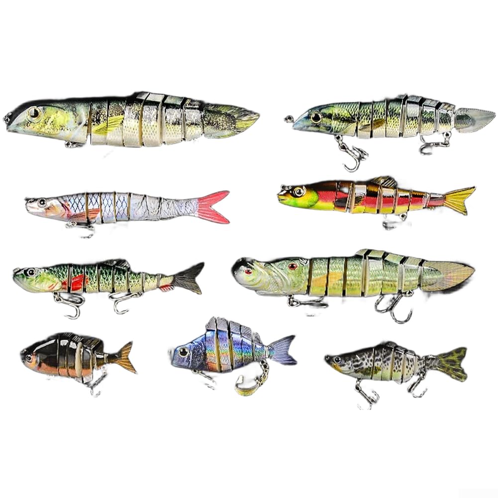 Set di 9 esche da pesca realistiche con articolazioni multiple per giochi d'acqua salata e acqua dolce