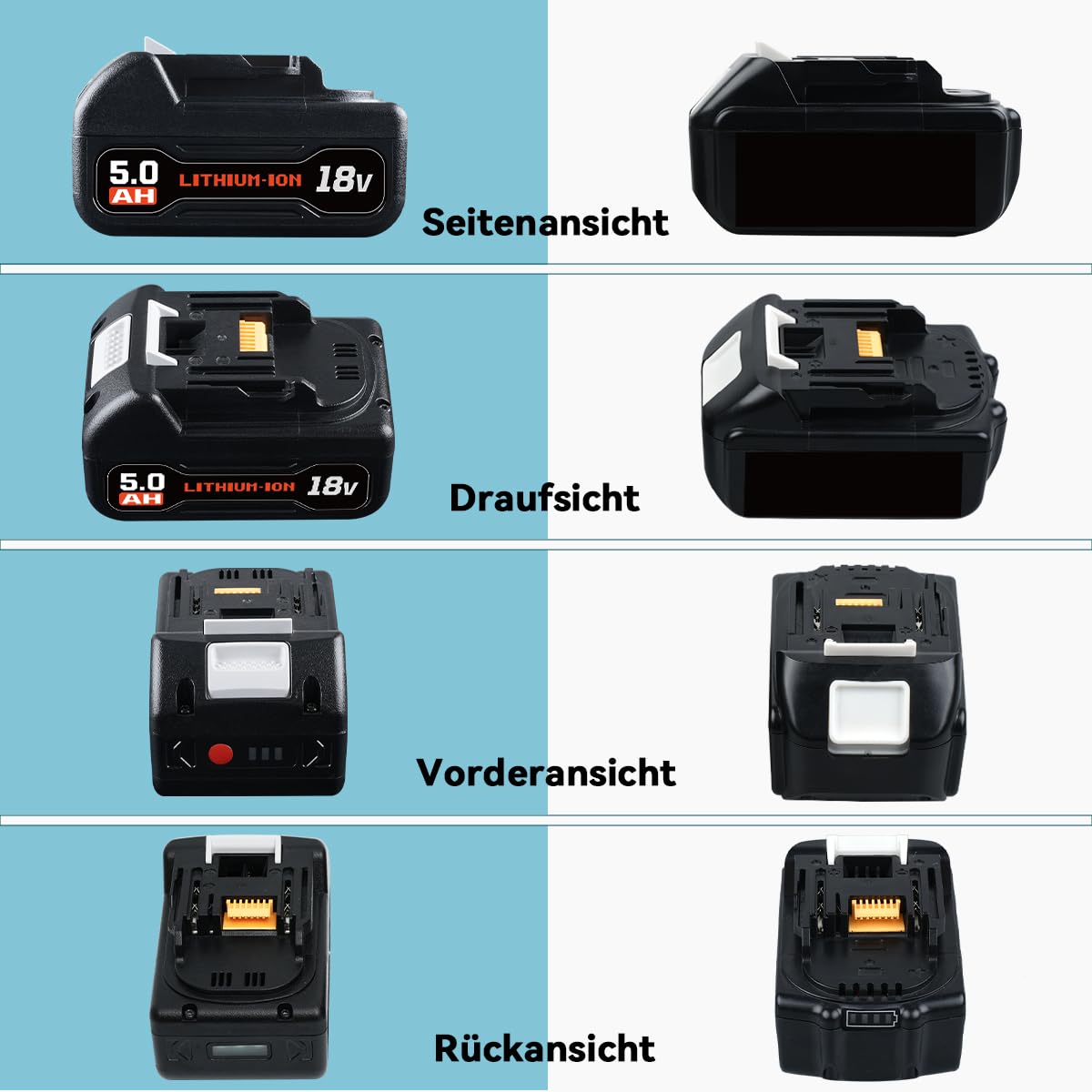 2X Neu verbesserter 5,0Ah BL1850B Ersatzakku für Makita 18V Akku kompatibel mit BL1860B BL1840B BL1830B BL1820B BL1815N