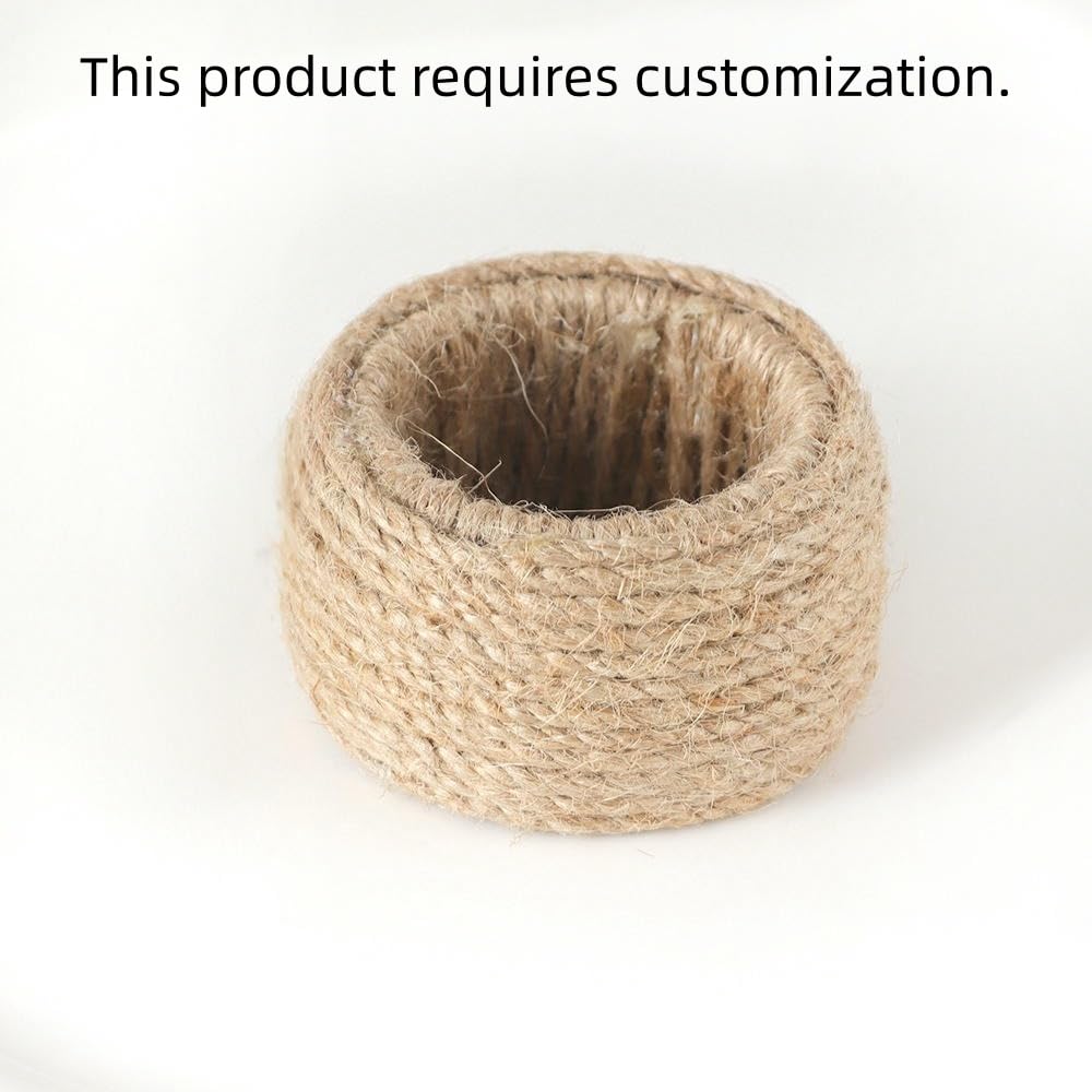 Rond De Serviette De Table Lot de 100 Ronds De Serviette Artisanaux en Corde De Chanvre Tressée Couleur Naturelle pour Banquets D'Hôtels Fêtes Et Mariages