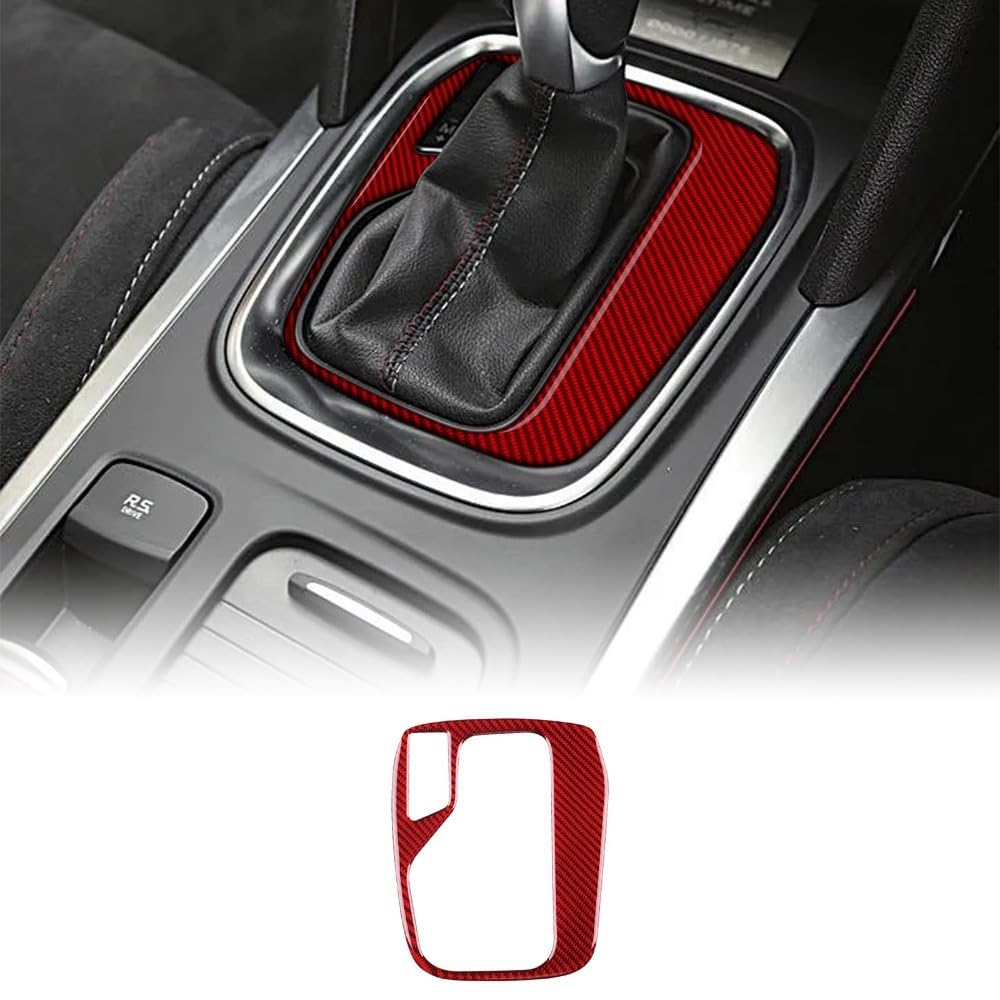 Giopsq Red Carbon Fibre Gear Shift Panel Cover, For Renault Megane 4 (2016-2025), Automatic Transmission, Car Interior Switch Frame Sticker, Gear Frame Trim Rewr/Red/A