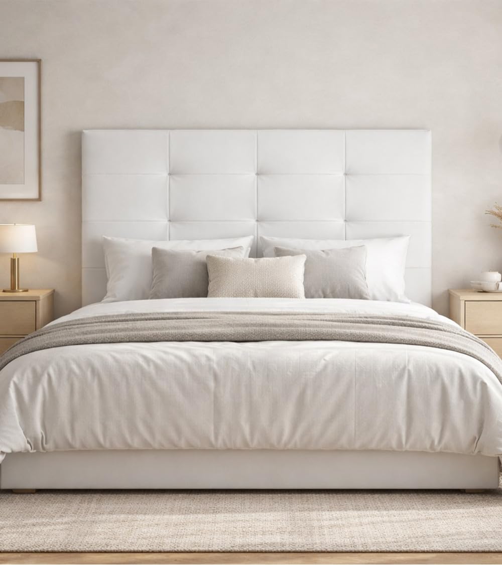 Cabecero Olson Tapizado Polipiel 105 cm Blanco | Para Cama Individual