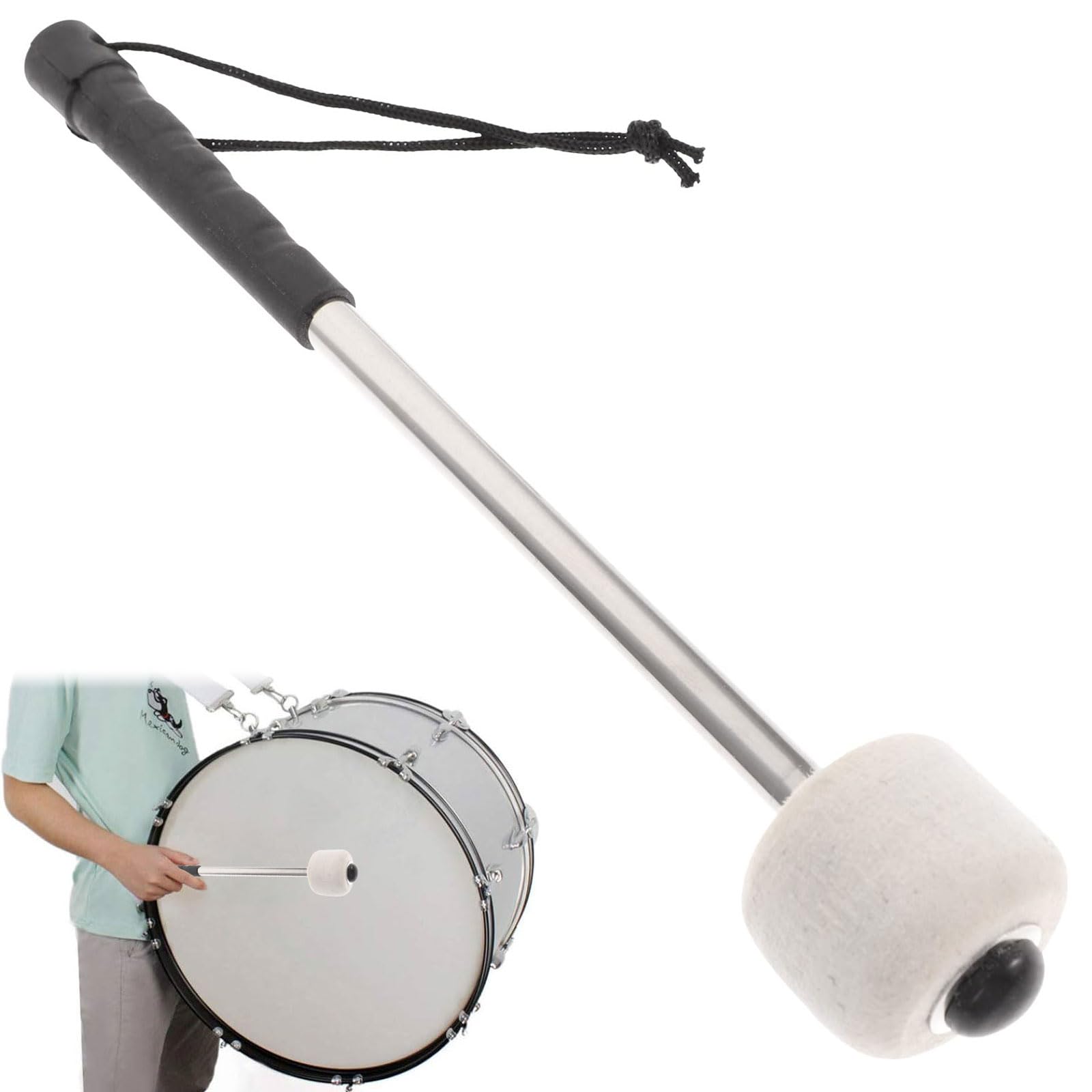 Baguettes de Tambour, Maillet de Grosse Caisse, Maillet de Tambour, Bâton de Tambour, Baguette Tambour de Basse, Baguettes de Timbales, Drumstick, pour Instrument à Percussion, Accessoire Bande