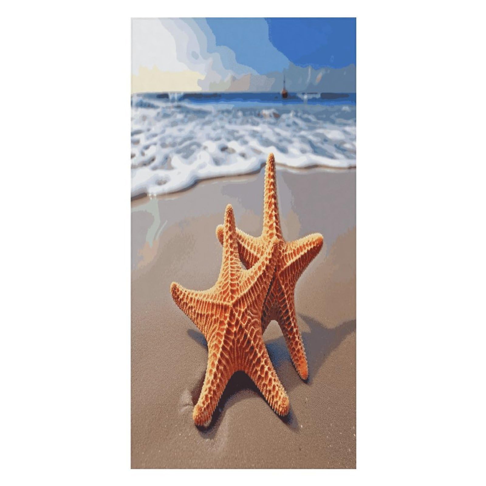 JTREHY Starfish on The Beach Beach Towel Extremely Soft Oversized Towels Lightweight Sports Absorbent Bath Towel Suitable 160"x80" for Swimming Camping Beach